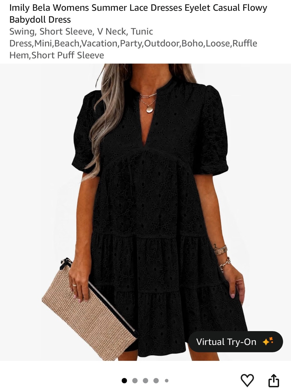 Black Eyelet Lace Babydoll Dress